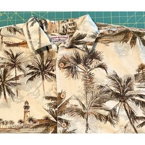 Boca Classics mens large Beige Coastal Hawaiian island Aloha shirt